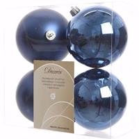 Kerst Kerstballen Blauw 10 Cm Elegant Christmas 4 Stuks
