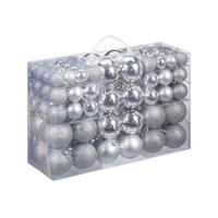 100x Zilveren Kunststof Kerstballen 3, 4 En 6 Cm Glitter, Mat, Glans - Kerstboomversiering