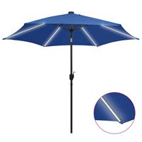 vidaxl Sonnenschirm mit LED-Leuchten & Aluminium-Mast 300 cm Azurblau