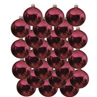 24x Kerst Rode Glazen Kerstballen 6 Cm - Glans/glanzende - Kerstboomversiering Kerst Rood