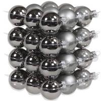 36x Titanium Grijze Glazen Kerstballen 4 Cm - Mat/glans - Kerstboomversiering Grijs Tinten