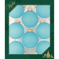 8x Spa Frost Blauwe Glazen Kerstballen Mat 7 Cm Kerstboomversiering - Kerstversiering/kerstdecoratie Blauw