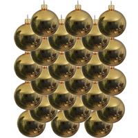 24x Gouden Glazen Kerstballen 8 Cm - Glans/glanzende - Kerstboomversiering Goud