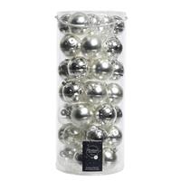 Tube 49x Zilveren Glazen Kerstballen 6 Cm - Glans En Mat - Kerstboomversiering Zilver
