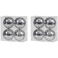 8x Zilveren Kunststof Kerstballen 12 Cm - Glans - Onbreekbare Plastic Kerstballen - Kerstboomversiering Zilver