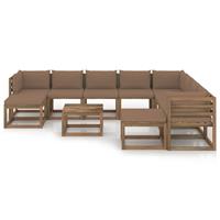 vidaXL 11-delige Loungeset met taupe kussens