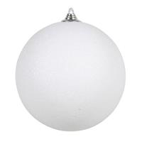 1x Witte Grote Glitter Kerstballen 18 Cm - Hangdecoratie / Boomversiering Glitter Kerstballen