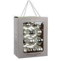 26x Zilveren Glazen Kerstballen 7 Cm - Glans/mat - Kerstboomversiering Zilver
