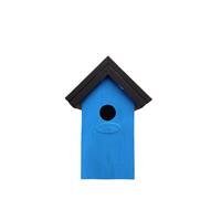 Houten Vogelhuisje/nestkastje 22 Cm - In Het Zwart/lichtblauw Maken - Dhz Schilderen Pakket - 2x Tubes Verf En Kwasten