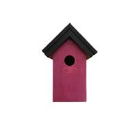 Houten Vogelhuisje/nestkastje 22 Cm - In Het Zwart/roze Maken - Dhz Schilderen Pakket - 2x Tubes Verf En Kwasten
