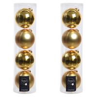 8x Gouden Glazen Kerstballen 10 Cm - Mat/matte - Kerstboomversiering Goud