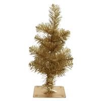 Gouden Kunst Kerstboom 35 Cm Met 28 Takjes En Metalen Voet - Miniboompjes / Kleine Kerstbomen