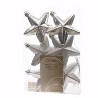 Kerstboom Decoratie Sterren Zilver 6 Stuks Christmas Silver 7 Cm