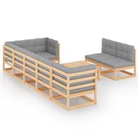 vidaXL 9-delige Loungeset met kussens massief grenenhout