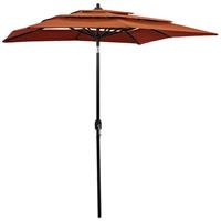 vidaXL Sonnenschirm mit Aluminium-Mast 3-lagig Terracotta-Rot 2x2 m 