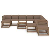 vidaXL 12-delige Loungeset met taupe kussens