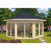 Alpholz - Gartenpavillon Modell Rügen mit vier Fenstern aus Holz Gartenhütte Gartenlaube - ohne Farbbehandlung