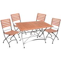 HARMS Garten Möbel Set Tisch Sitz Gruppe Wien Stahl 4-Sitzer 5-teilig braun Eukalyptus
