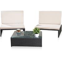 MELKO vielseitiges Gartenmöbel-Set – Sonnenliege, Sitzbank oder zwei Stühle mit Rückenlehne, mit Tisch aus Polyrattan, Gartenliege robust und