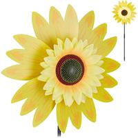 RELAXDAYS Windrad Blume, Deko Sonnenblume, für Kinder, für Balkon, Terrasse und Garten, Gartenstecker, 70 cm hoch, gelb