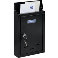 RELAXDAYS Briefkasten mit Namensschild, Metall, mit 2 Schlüsseln, Postkasten schmal, HxBxT: 30,5 x 21 x 7 cm, schwarz
