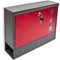 RELAXDAYS Design Briefkasten Metall 36x30cm Schwarz-Rot