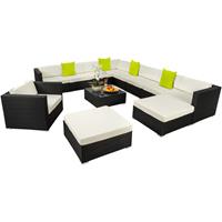 Tectake - Wicker Lougeset - Zitgroep Las Vegas Zwart - 403839