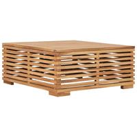 VIDAXL Gartentisch und Fußhocker Set mit Creme Kissen Teak Massivholz