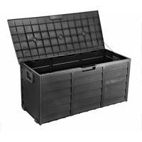 BC-ELEC PLAS-BOX Garten Aufbewahrungsbox Schwarze Holzimitation 112x49x54cm, Aufbewahrungsbox, Gartentruhe - Schwarz - 