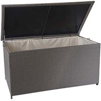 HHG Poly-Rattan Kissenbox -570, Gartentruhe Auflagenbox Truhe ~ Premium grau, 80x160x94cm 950l