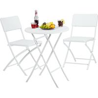 RELAXDAYS Gartenmöbel Set Bastian, klappbar, 3-teilig, Rattan-Optik, klein, HBT Tisch: 75,5 x 60 x 60 cm, weiß