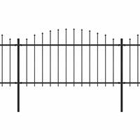 VIDAXL Gartenzaun mit Speerspitzen Stahl (1,25 - 1,5) x 5,1 m Schwarz
