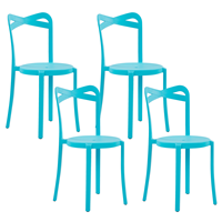 BELIANI Esszimmerstuhl 4er Set Blau Kunststoff Matt Modern Minimalistisch Esszimmer Wohnküche Flur Diele Indoor Outdoor