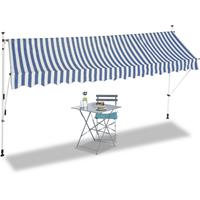 RELAXDAYS Klemmmarkise, Balkon Sonnenschutz, einziehbar, Fallarm, ohne Bohren, verstellbar, 400 cm breit, blau gestreift