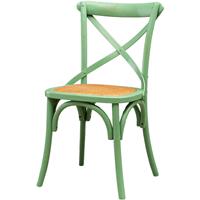 BISCOTTINI Thonet-Stuhl aus massivem Eschenholz und Rattansitz mit antik-grünem Finish L48xPR52xH88 cm