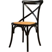 BISCOTTINI Thonet-Stuhl aus massivem Eschenholz und Rattansitz mit schwarzer antik-schwarzer Oberfläche L48xPR52xH88 cm