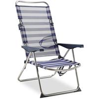 SOLENNY Strandliegestuhl Bett Klappbar  4 Positionen Blau und Weiß mit Handgriffen