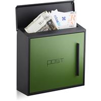 RELAXDAYS Briefkasten grün modern Zweifarben Design, DIN-A4 Einwurf, Stahl, groß, HxBxT: 33 x 35 x 12,5 cm, schwarz-grün