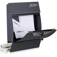 RELAXDAYS Design Briefkasten mit Zeitungsfach, Pulverbeschichtet, HxBxT: 37,5 x 35 x 10,5 cm, Wandbriefkasten, anthrazit