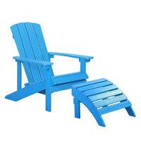 beliani Gartenstuhl mit Fußhocker Blau Kunstholz Muskoka Stuhl mit breiten Armlehnen Gartenmöbel Gartenausstattung Lounge Terrasse - Blau
