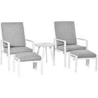 Outsunny 5-teiliges Gartenmöbel Set Balkonmöbel verstellbar Aluminium Grau+Weiß - 