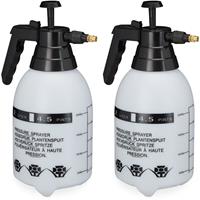 RELAXDAYS 2 x Pumpsprühflasche, einstellbare Messingdüse, Pflanzen Bewässerung, für Pestizide & Putzmittel, 2 l Sprüher, schwarz