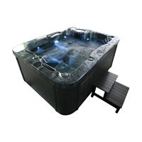 Home Deluxe Outdoor Whirlpool Black Marble plus Treppe und Thermoabdeckung I Jacuzzi, Außenpool, Spa - 