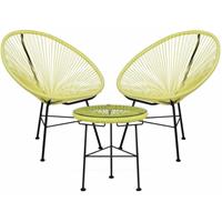 SKLUM Set 2 Stühle & 1 Tisch aus Polyethylen und Stahl New Acapulco Polyethylen - Stahl Limonengrün - Limonengrün - 
