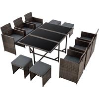 [EN.CASA] Polyrattan Sitzgruppe Laredo XL Braun meliert