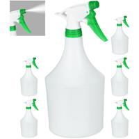 RELAXDAYS 6 x Sprühflasche Pflanzen, einstellbare Düse, 1 Liter Handsprüher, mit Skala, Kunststoff, Blumensprüher, weiß-grün