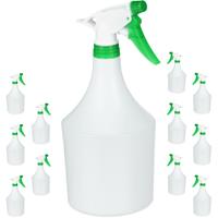 RELAXDAYS 12 x Sprühflasche Pflanzen, einstellbare Düse, 1 Liter Handsprüher, mit Skala, Kunststoff, Blumensprüher, weiß-grün