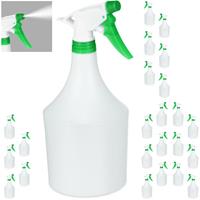 RELAXDAYS 24 x Sprühflasche Pflanzen, einstellbare Düse, 1 Liter Handsprüher, mit Skala, Kunststoff, Blumensprüher, weiß-grün