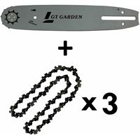 GT GARDEN 10 Zoll (26 cm) Schwert mit 3 Ketten 3/8 - 1,3 - 40 Treibglieder für Kettensäge 25 cm3