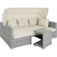 tectake - Wicker loungeset loungebank tuinset San Marino ichtgrijs - 403712